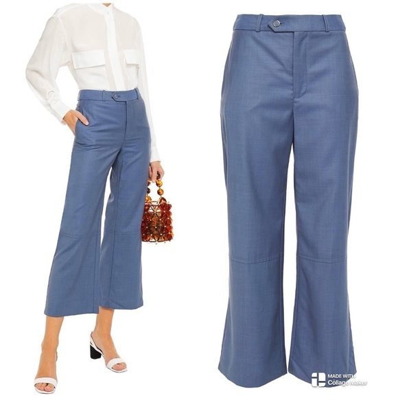 Zimmermann sabotage crop trouser pants steel blue NWT S - Picture 1 of 10